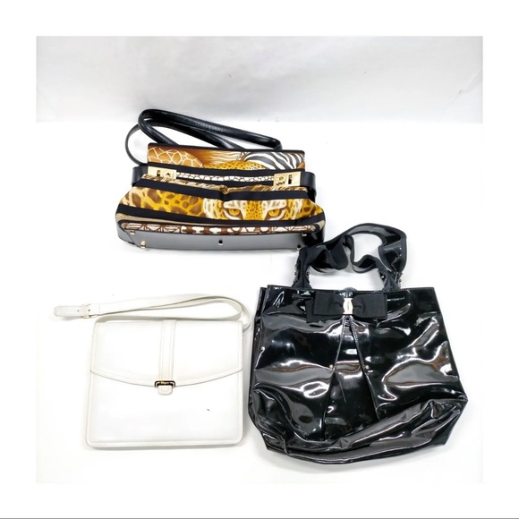 Ferragamo Hand Bag 3 pieces set Shoulder Bag Nylon Leather Enamel 1917400 - Picture 2 of 9